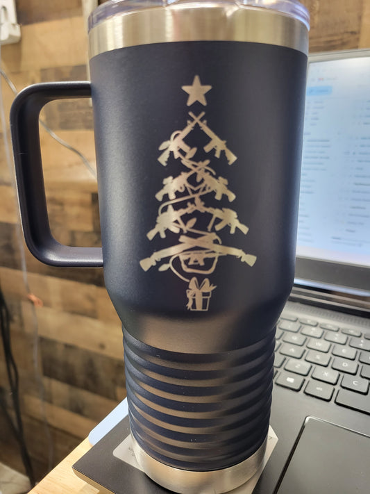 Gun Christmas Tree Handled Mug